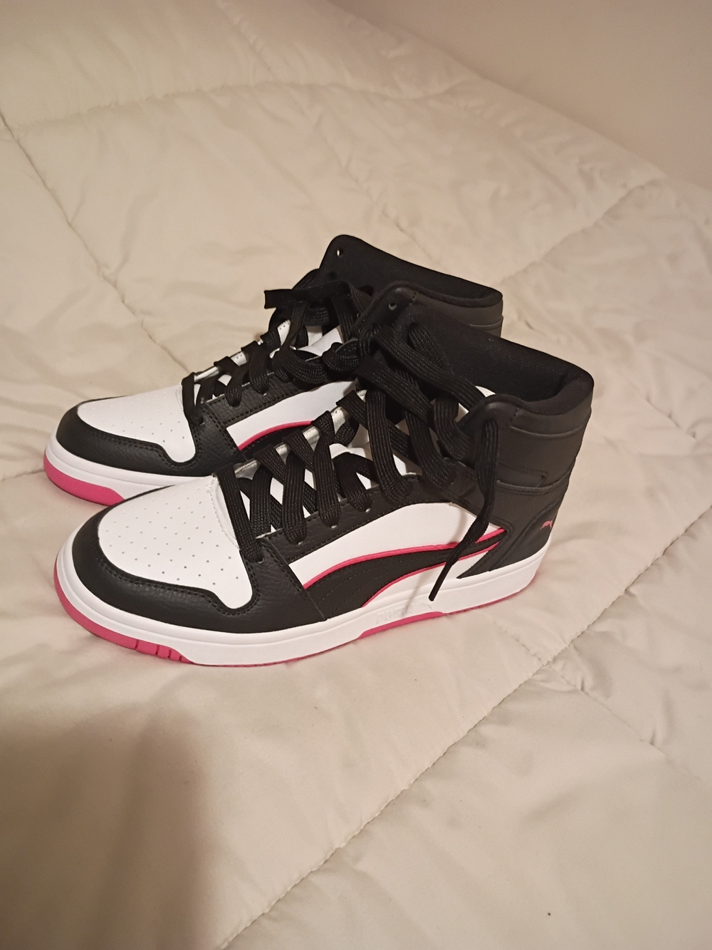 Puma Rebound Joy High Top Sneakers Black & White Like New